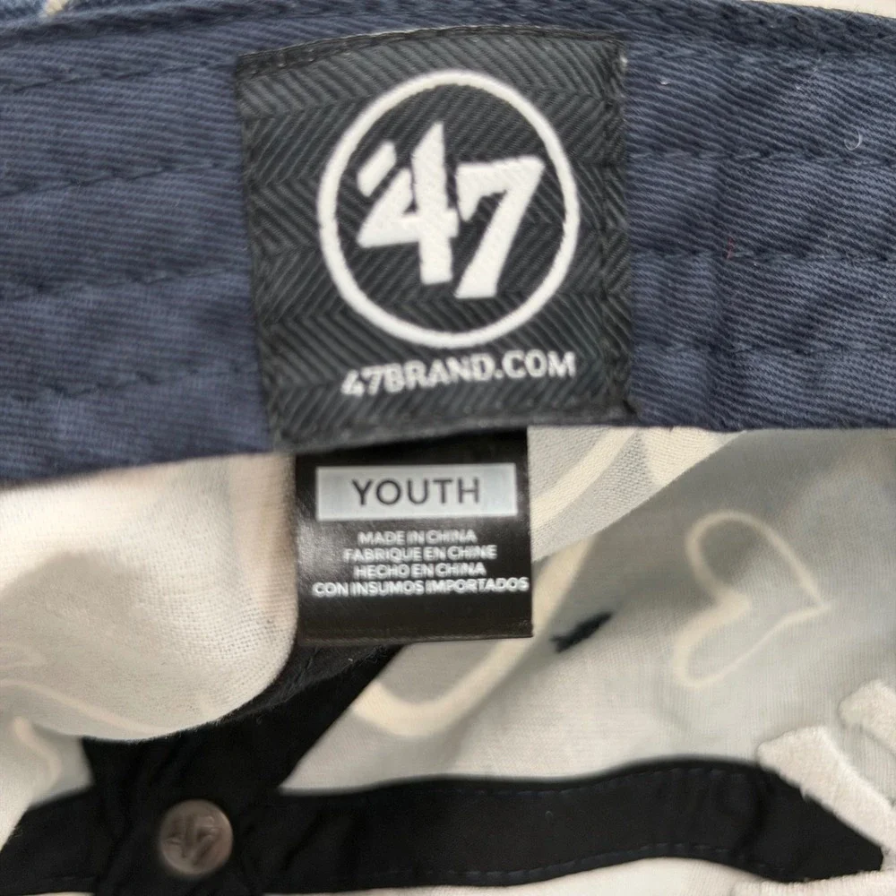 47 Brand New York Yankees Youth Adore Clean Up Hat Navy Blue Heart Print NY Cap
